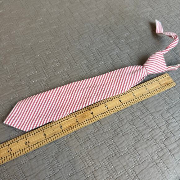 2 Red White Stripe Seersucker Ties Neck Bow Tie Brothers Set Lot Rugged Butts - Picture 11 of 12